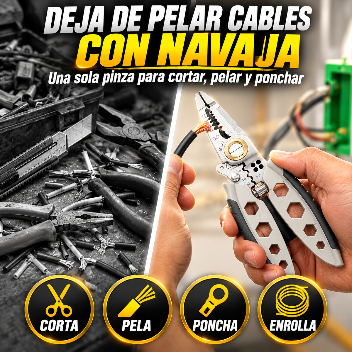 Pinza Pelacables Multifunción – Corta, Pela y Poncha + ENVIO GRATIS + REGALO
