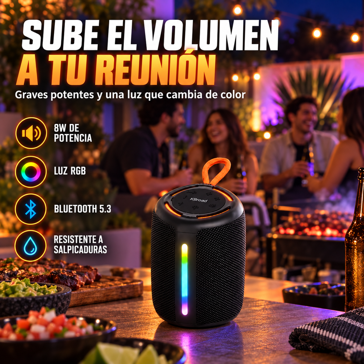 Bocina Portátil KBroad KTS-2460 con Sonido Potente de 8W + ENVIO GRATIS + REGALO
