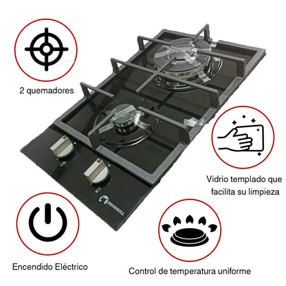 Parrilla 2 Quemadores Vidrio + Envio Gratis + Regalo