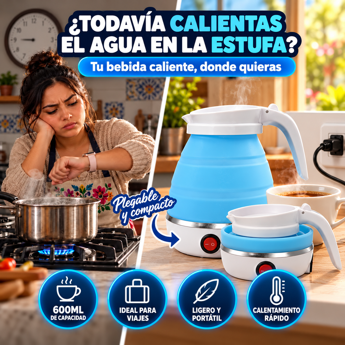 Jarra Eléctrica Hervidora de Vidrio 1.8L con Luz LED + ENVIO GRATIS + REGALO