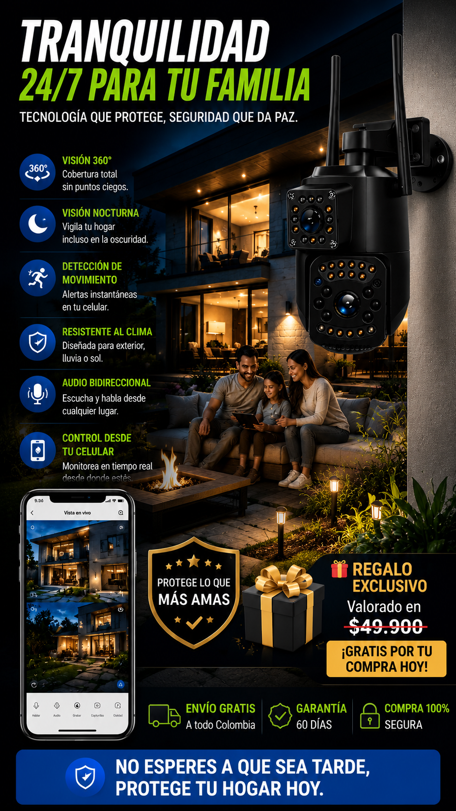 Militar Guard: Seguridad que no depende de nadie — Compatible con Panel Solar + Regalo🎁
