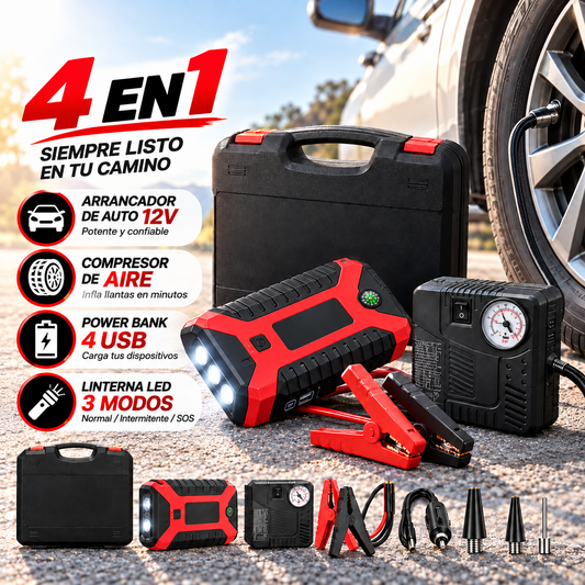 4 EN 1 – ARRANCADOR PORTÁTIL DE EMERGENCIA + ENVIO GRATIS + REGALO