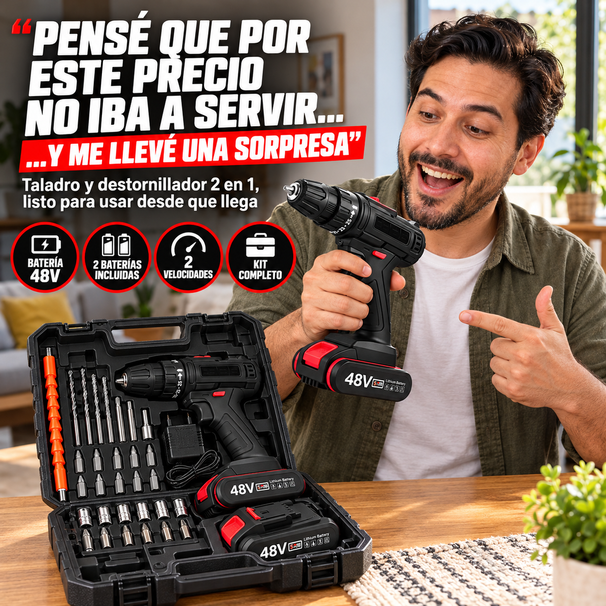 Kit Destornillador Inalambrico Taladro Electrico 2 En 1 + ENVIO GRATIS + REGALO