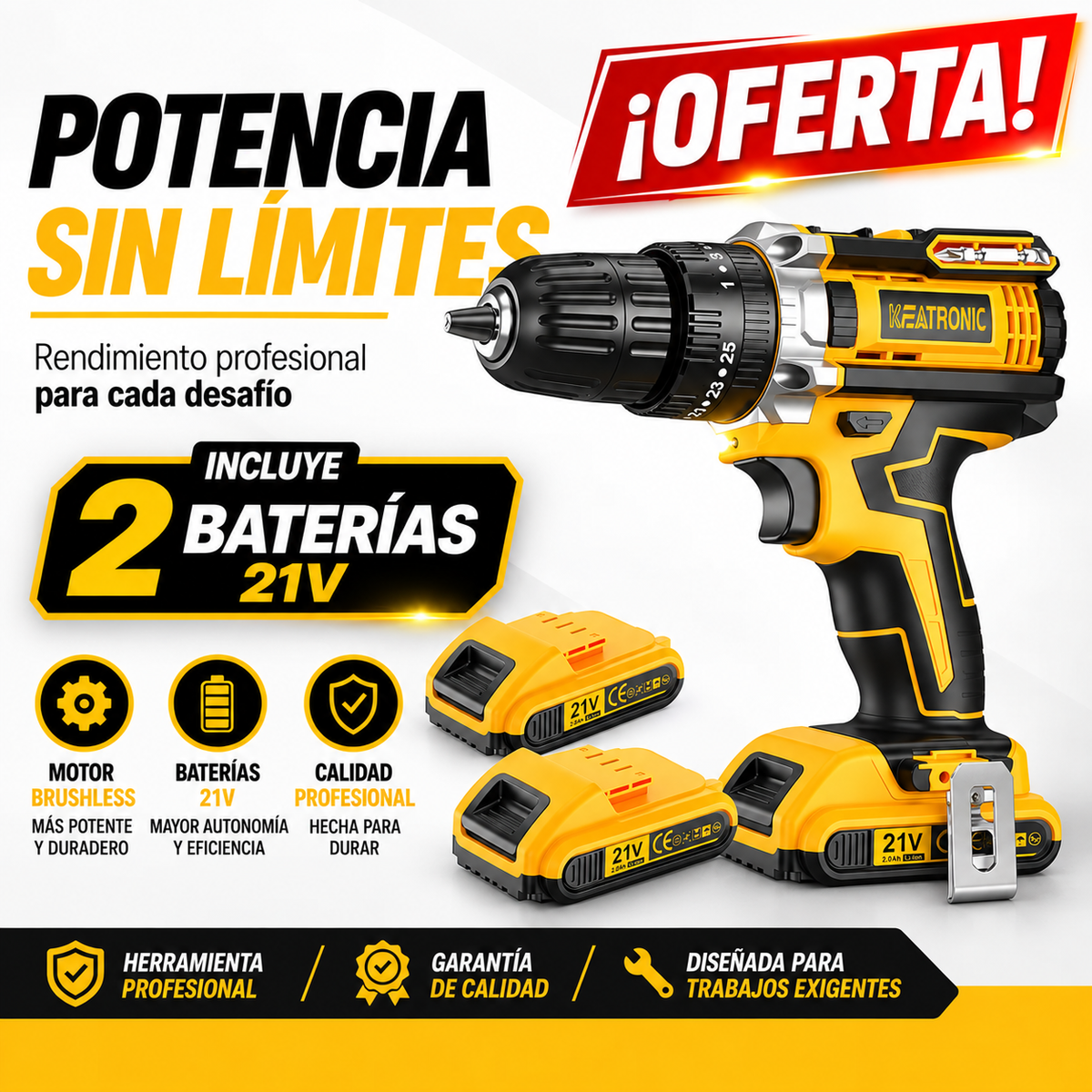 Taladro Electrico Inalambrico 2 Baterias + ENVIO GRATIS + REGALO