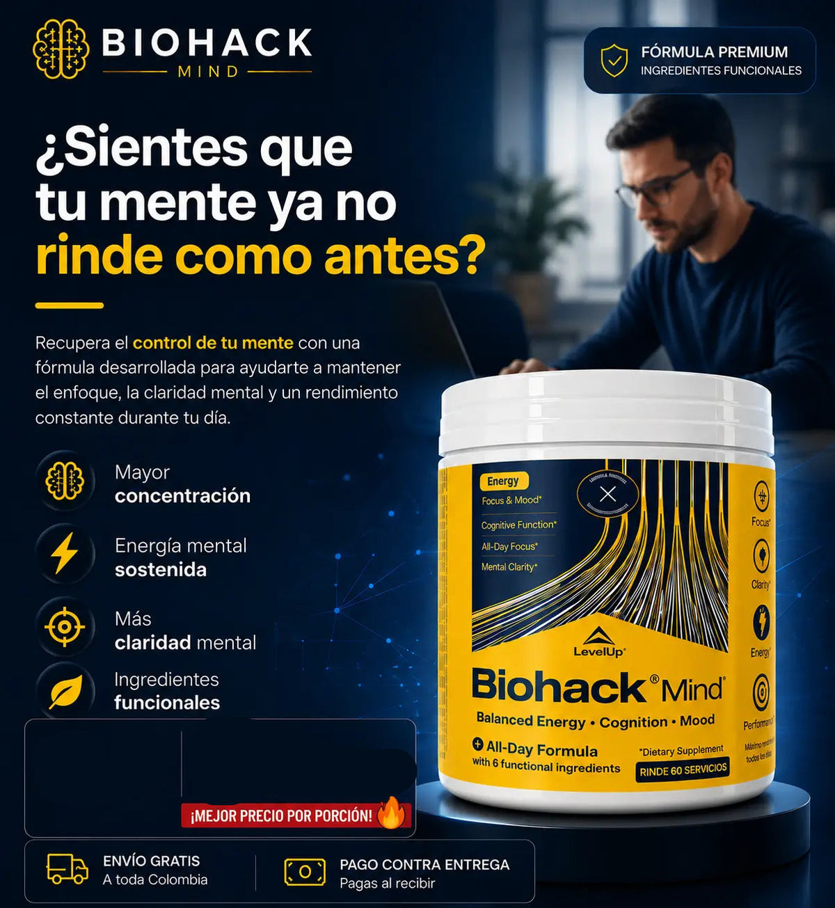 Biohack Mind® Trabaja mejor, estudia mejor y termina antes lo importante.