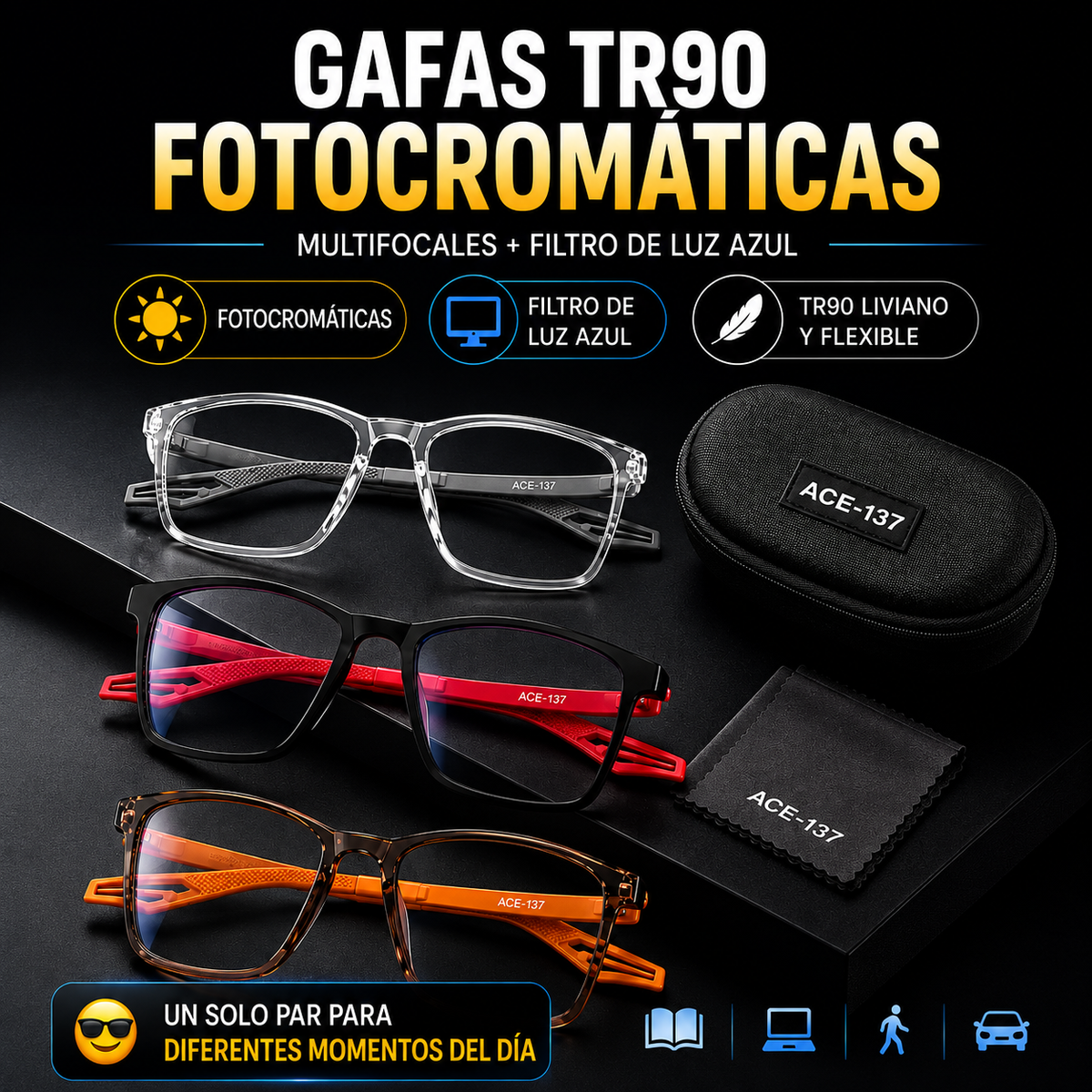 OptiFlex TR90®: Gafas Multifocales Fotocromáticas con Filtro de Luz Azul + ENVIO GRATIS + REGALO