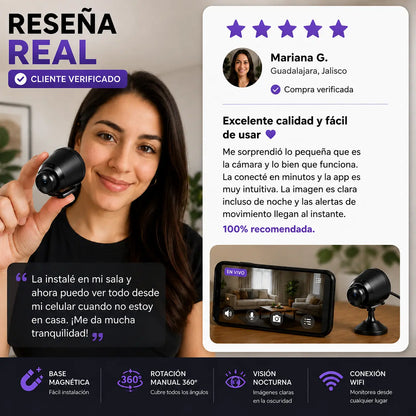 VisionCam Pro™ | Mini Cámara WiFi 360° HD + ENVIO GRATIS + REGALO