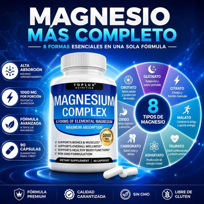 Suplemento Magnesio Complex Toplux  8 en 1 | 90 Cp + Envio Gratis + Regalo