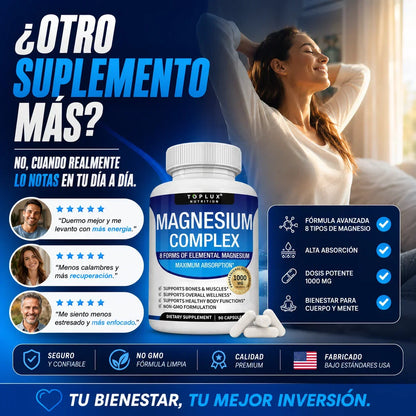 Suplemento Magnesio Complex Toplux  8 en 1 | 90 Cp + Envio Gratis + Regalo