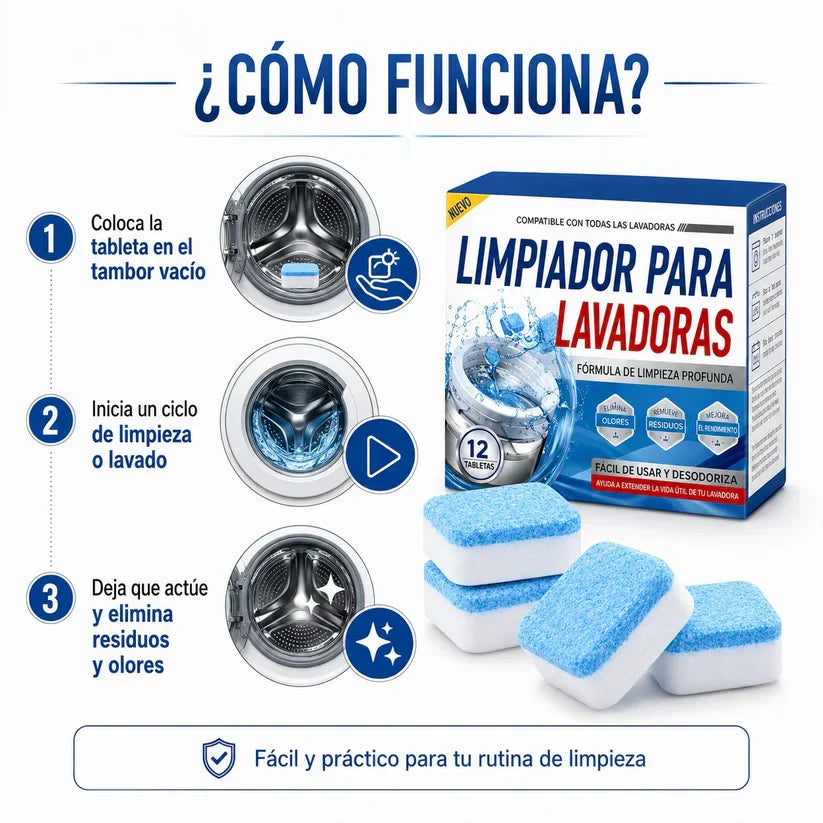 Kit 12 Pastillas Limpieza Profunda para Lavadora + Envio Gratis + Regalo