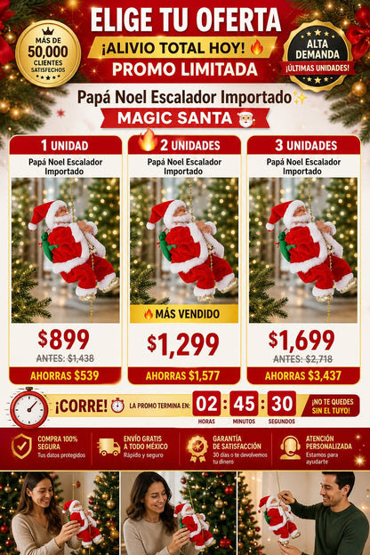 Papá Noel Escalador Musical Movimientos Navidad Importado