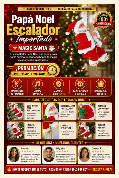 Papá Noel Escalador Musical Movimientos Navidad Importado