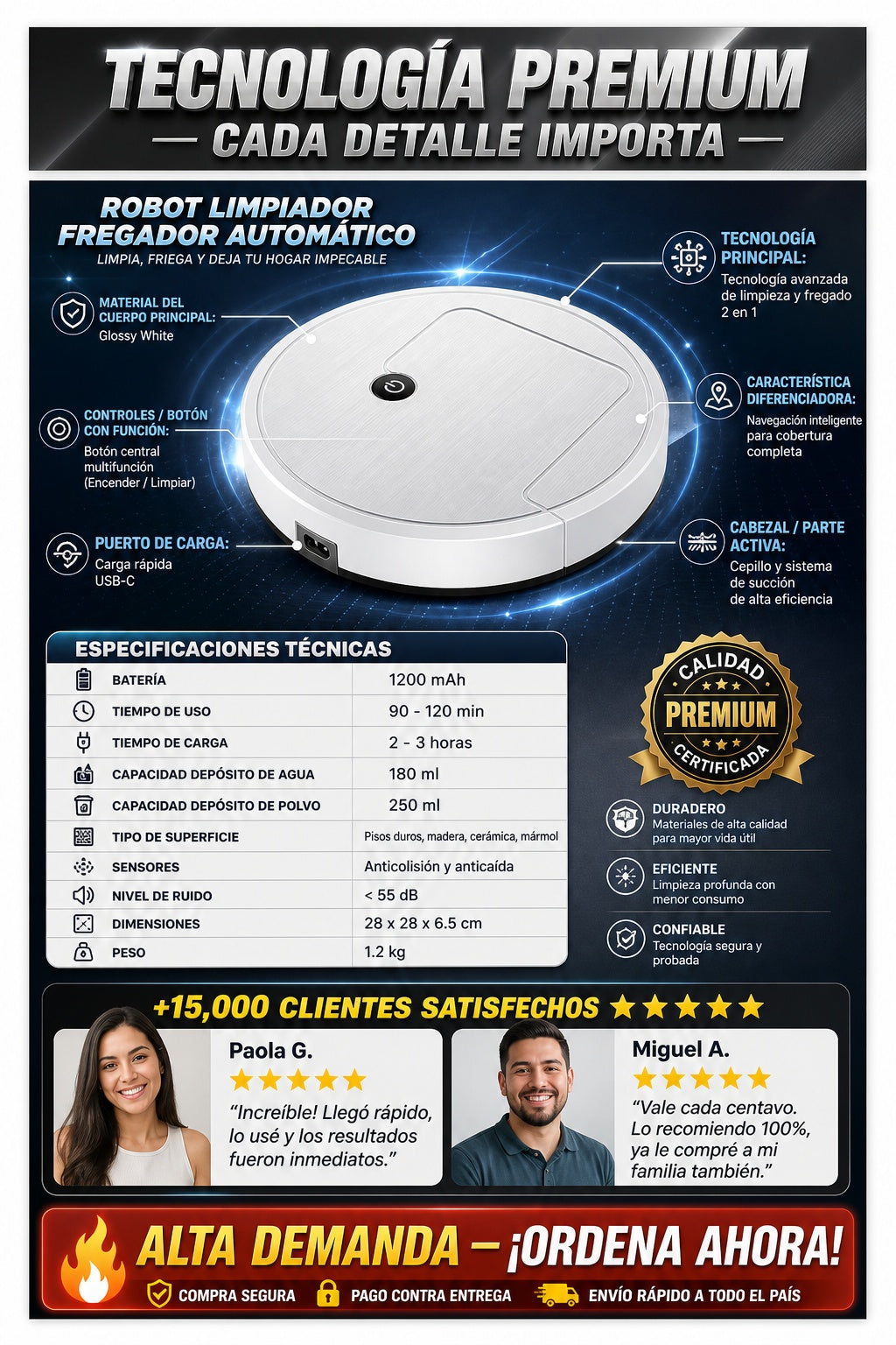 Robot Limpiador Fregador Automático - Entrega Inmediata + Entrega Gratis + Regalo
